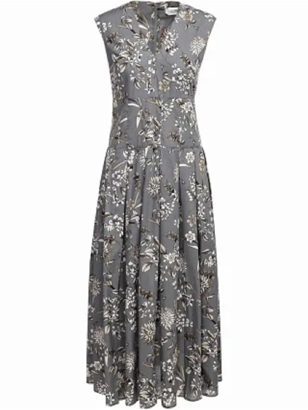 MaxMara Gray Floral Ginepro midi Sleeveless dress